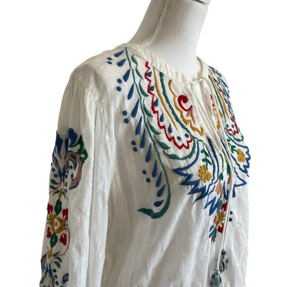 Forever That Girl for Anthropologie Peasant Blouse Shirt Size XL White Cotton - Picture 4 of 12